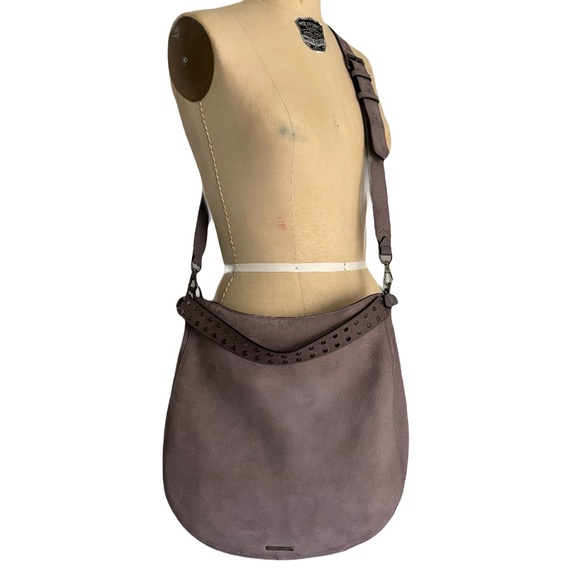 Rebecca Minkoff Lavender Leather Hobo Crossbody Studded Bag - Picture 1 of 16